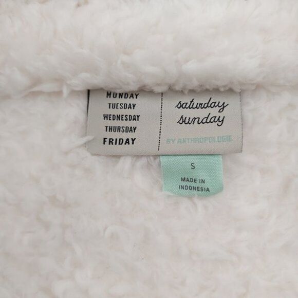 Anthropologie Saturday Sunday Sherpa Jacket Womens Small Cream 1/2 Zip High Neck - Picture 10 of 15